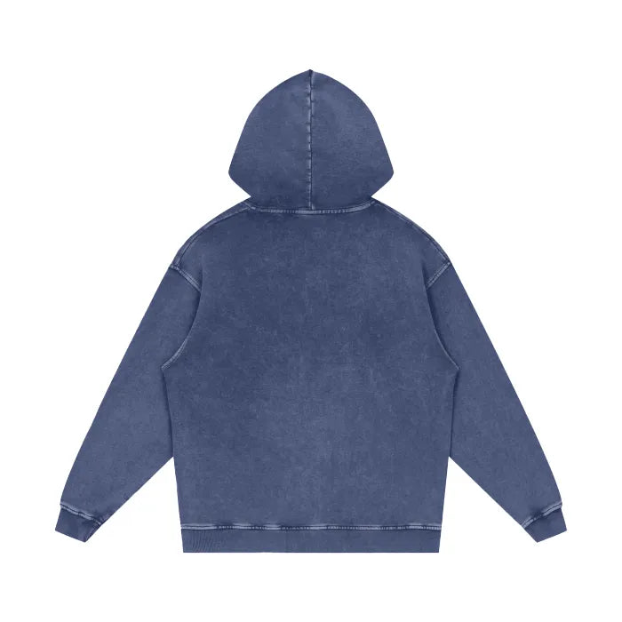 Blue Acid Wash Oversized Hoodie - 420 GSM