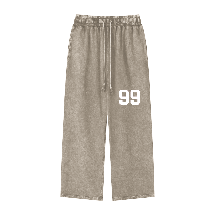 Olive Acid Wash Straight Leg Pants