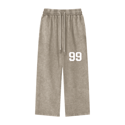 Olive Acid Wash Straight Leg Pants