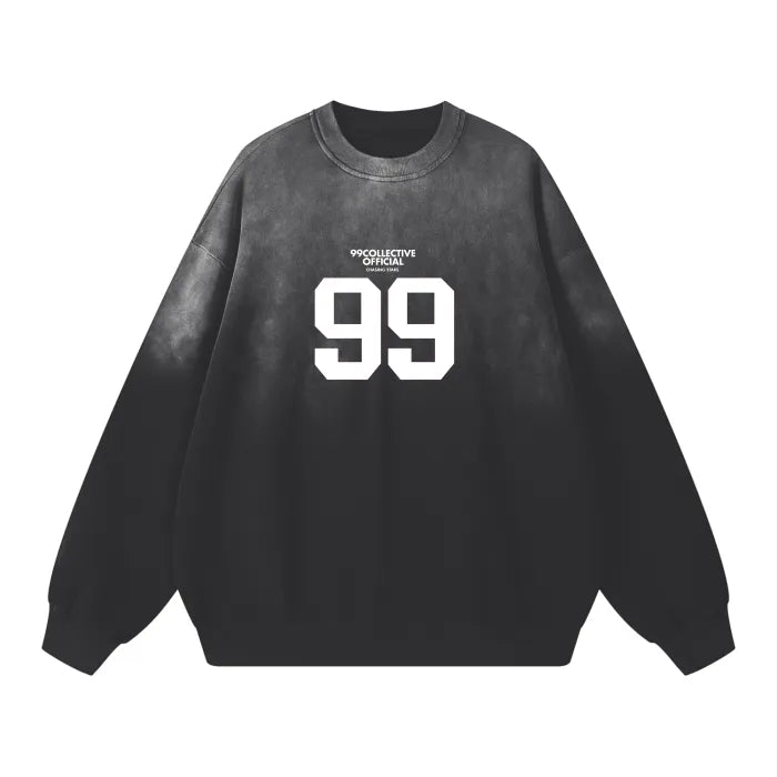 Black Monkey Wash Oversize Sweatshirt - 360 GSM