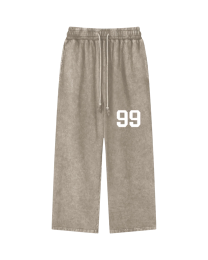 Olive Acid Wash Straight Leg Pants