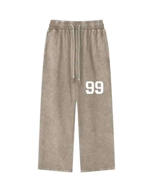 Olive Acid Wash Straight Leg Pants