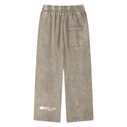 Olive Acid Wash Straight Leg Pants