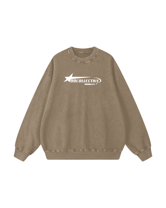 Olive Acid Wash Oversize Sweatshirt - 360 GSM