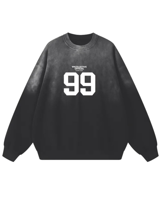 Black Monkey Wash Oversize Sweatshirt - 360 GSM