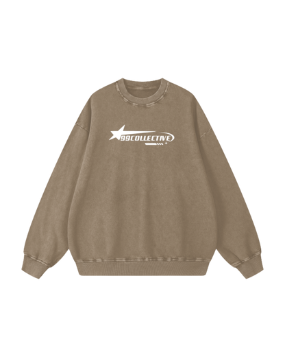 Olive Acid Wash Oversize Sweatshirt - 360 GSM
