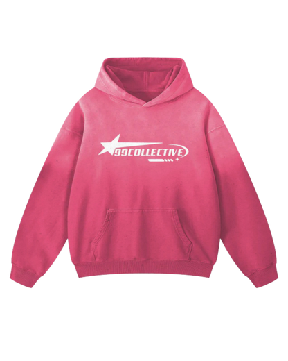 Pink Gradient Washed Oversized Hoodie-Premium
