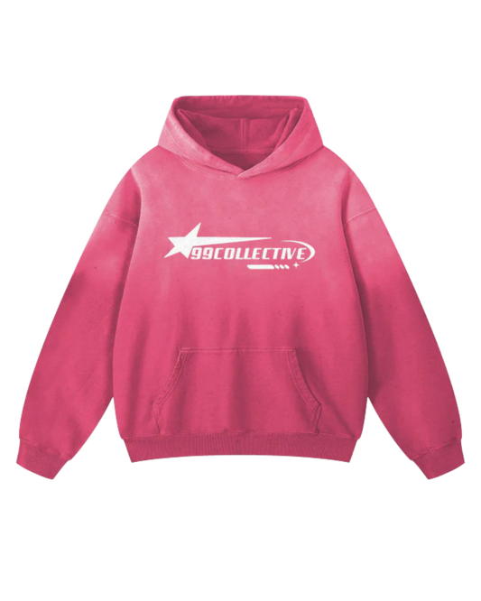 Pink Gradient Washed Oversized Hoodie-Premium