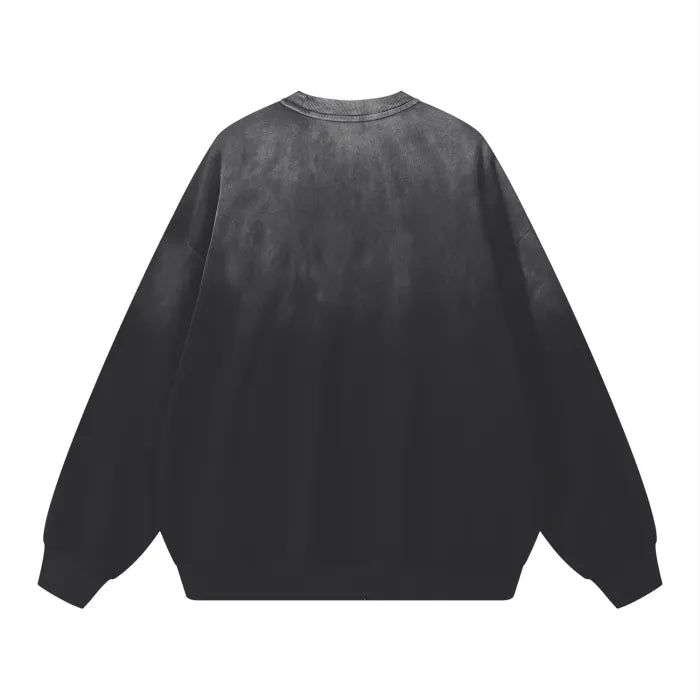 Black Monkey Wash Oversize Sweatshirt - 360 GSM