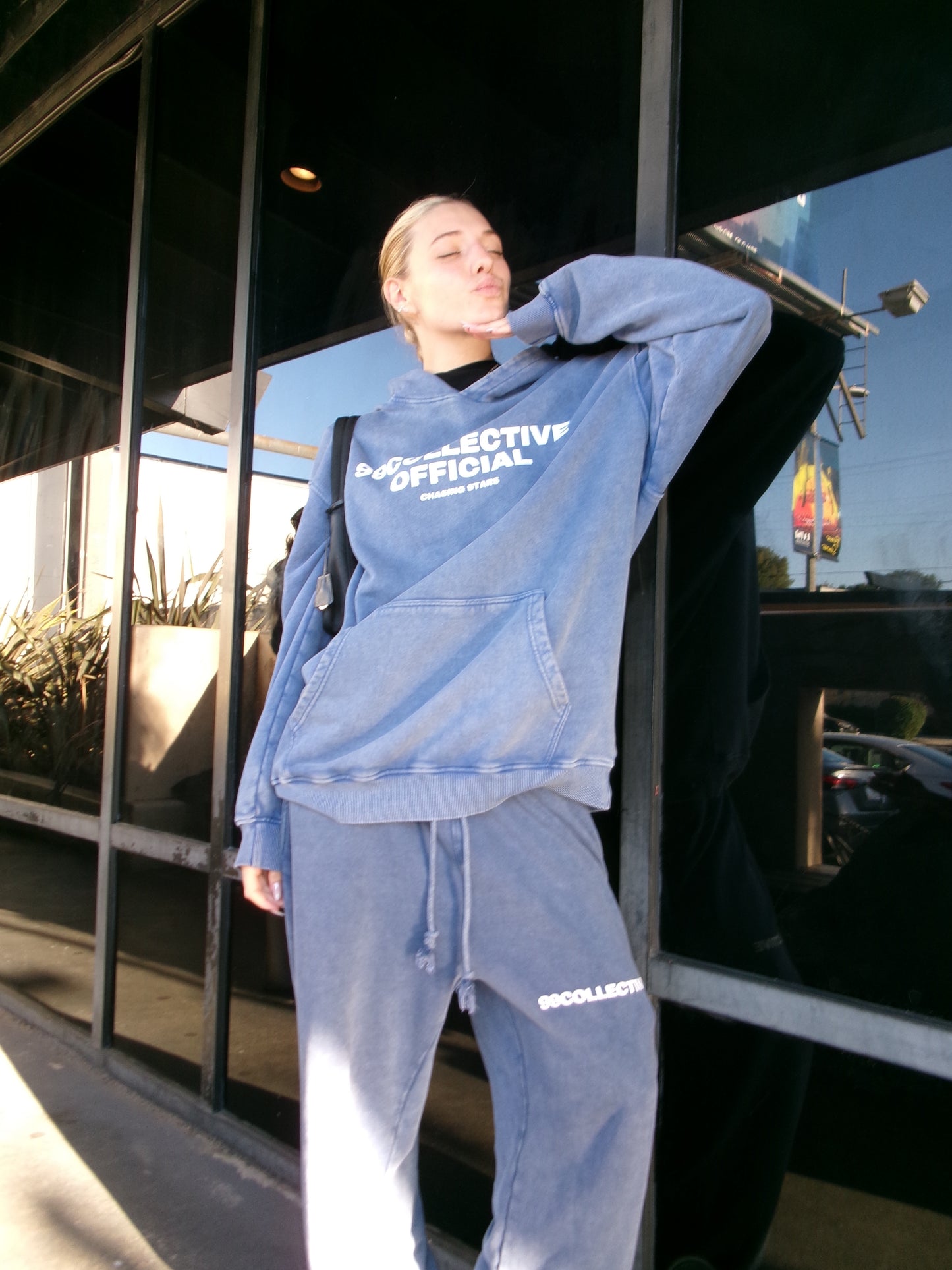 Blue Acid Wash Oversized Hoodie - 420 GSM