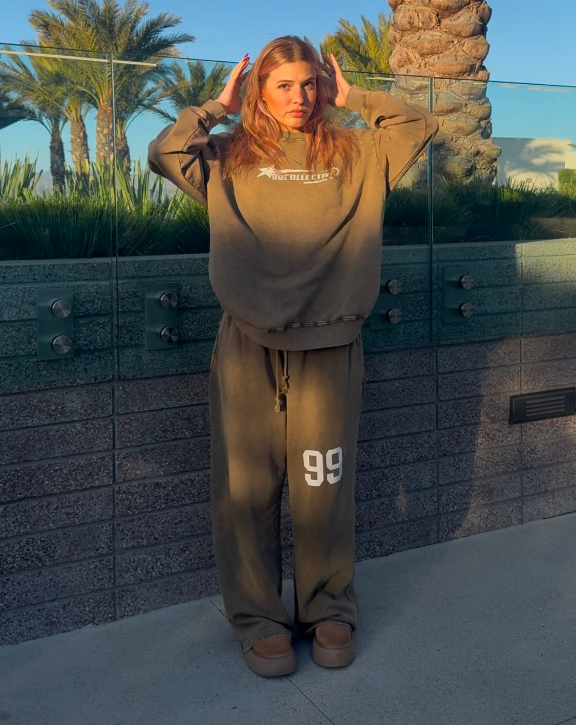 Olive Acid Wash Straight Leg Pants