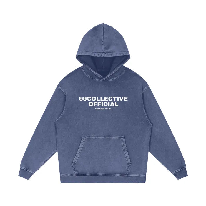 Blue Acid Wash Oversized Hoodie - 420 GSM