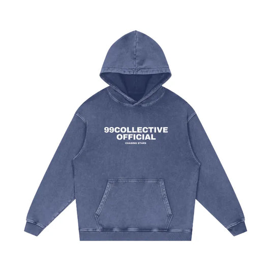Blue Acid Wash Oversized Hoodie - 420 GSM