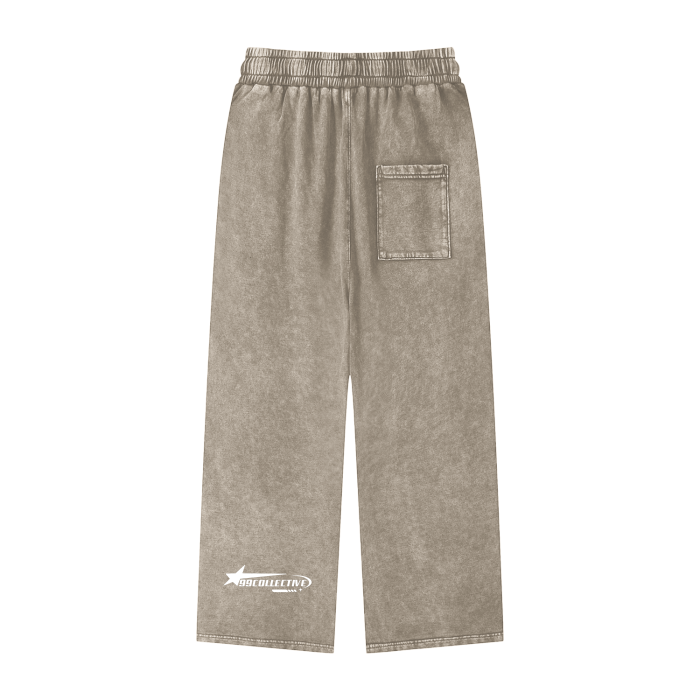 Olive Acid Wash Straight Leg Pants