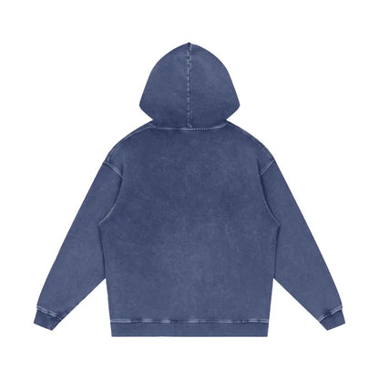 Blue Acid Wash Oversized Hoodie - 420 GSM