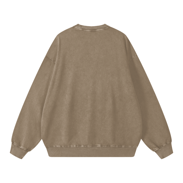 Olive Acid Wash Oversize Sweatshirt - 360 GSM