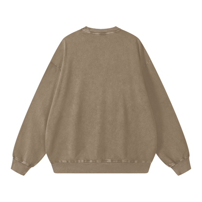 Olive Acid Wash Oversize Sweatshirt - 360 GSM