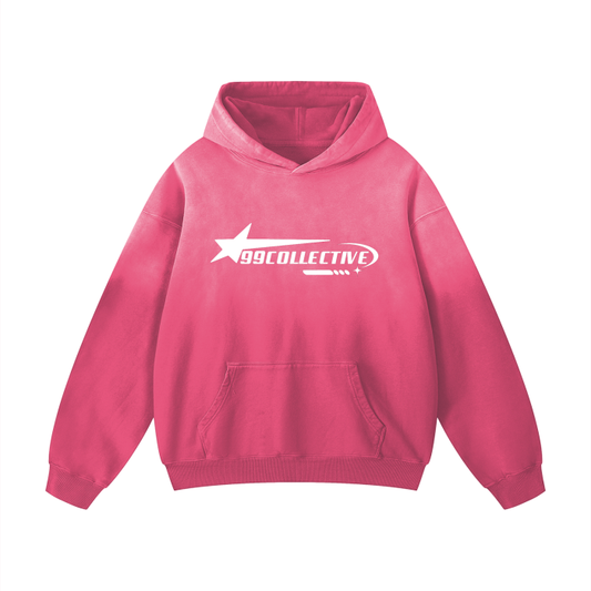 Pink Gradient Washed Oversized Hoodie-Premium